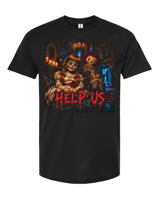Short Sleeve Halloween Shirt-Annabelle-Help Us!